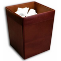 Mocha Brown Classic Leather Square Waste Basket